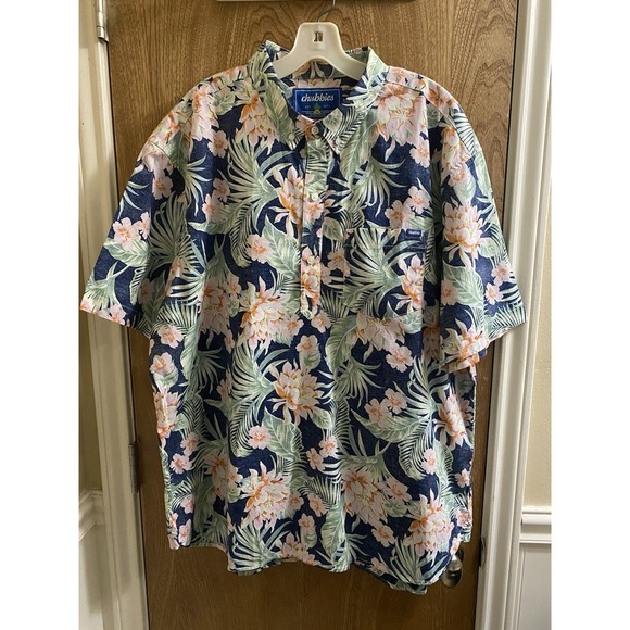 Chubbies Men's Hawaiian Half Button Shirt Floral Navy Multicolor Tropical XXL - Picture 1 of 12
